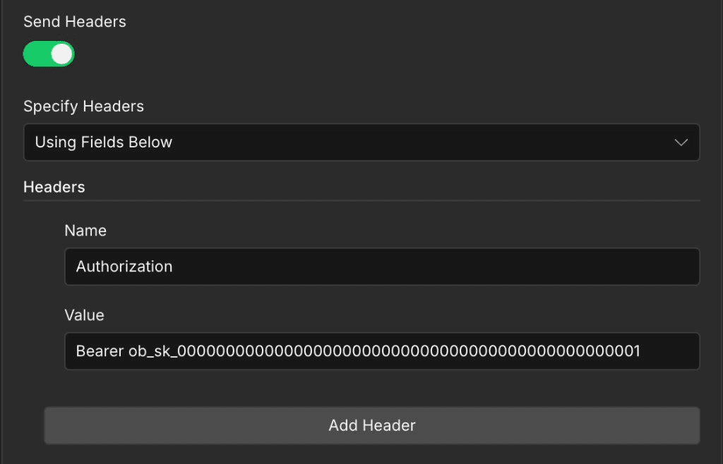 n8n HTTP Request Send Headers with Authorization Bearer header